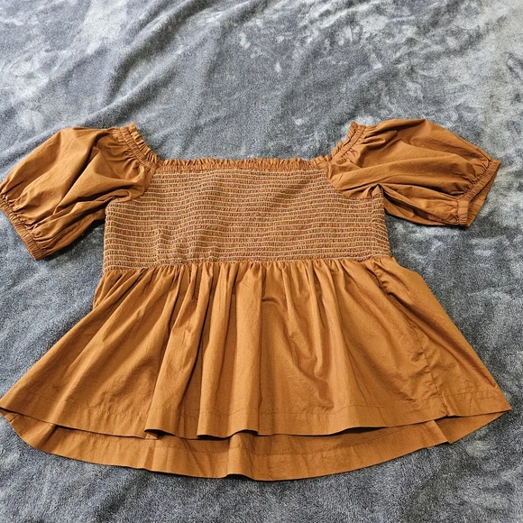 Old Navy Off Shoulder Smocked Babydoll Swing Blouse Cotton Womens XL NWT - Picture 5 of 12